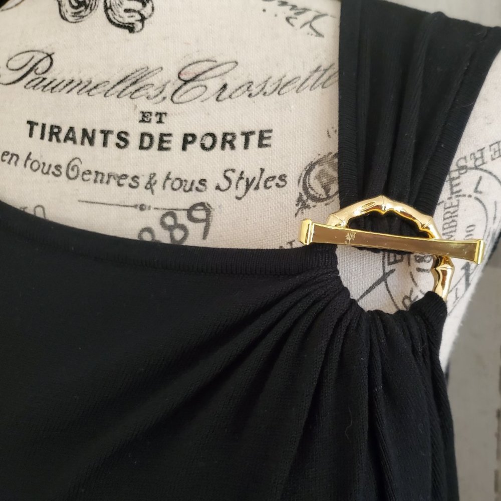 Cache Stretch Silk Toggle Shoulder Top Shirt - image 3